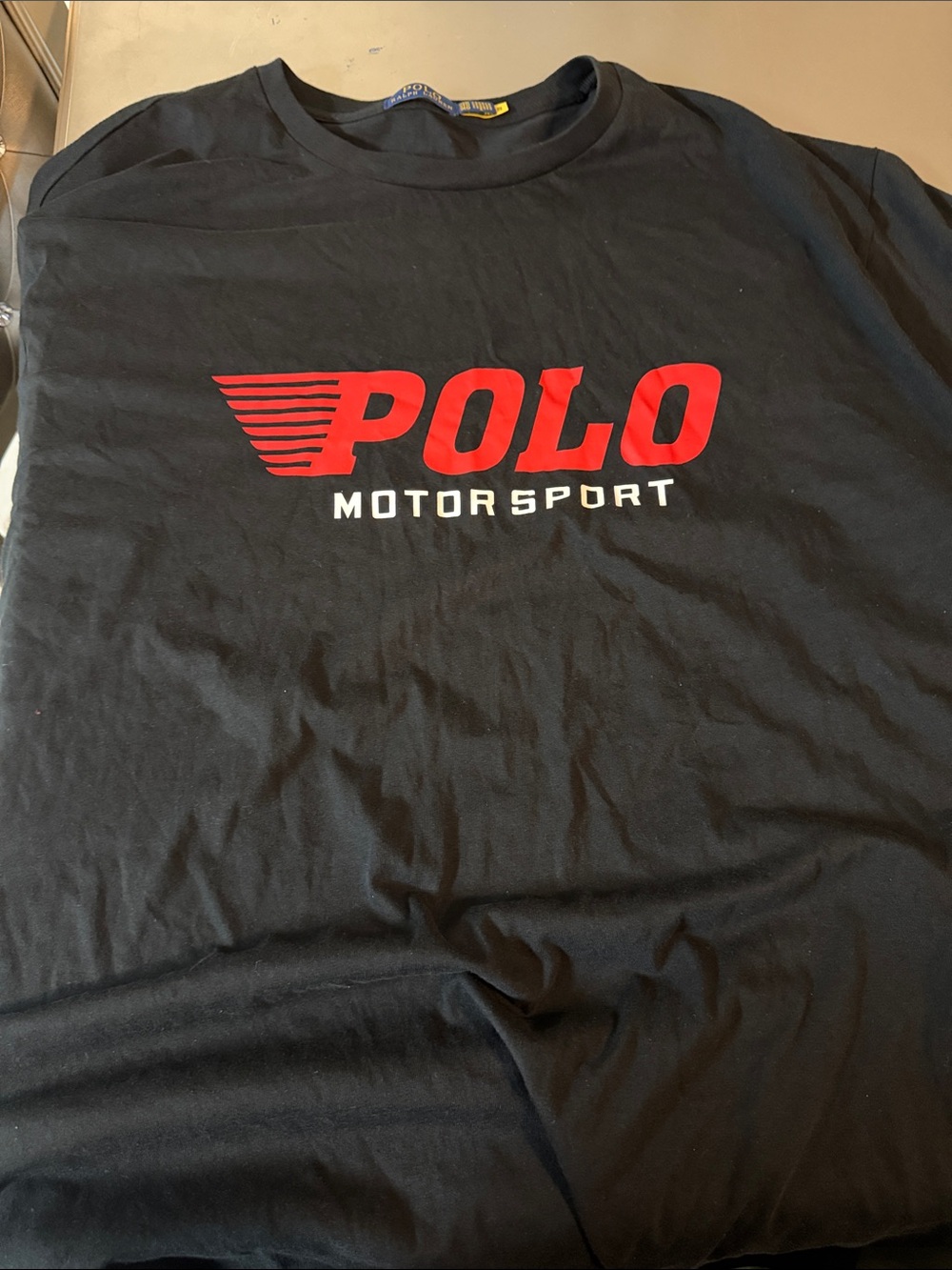 Polo by Ralph Lauren Black Short-Sleeve Tee with Red POLO Motor Sport Logo